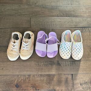 Kids Shoes Lot Gold Sneakers Sandals Water Shoes Summer 10 Girls Youth Toddler